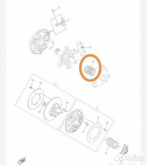Новая оригинальная пружина вариатора Yamaha