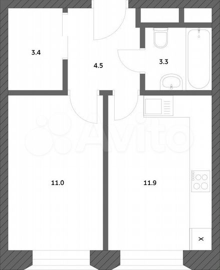 1-к. квартира, 34 м², 11/25 эт.