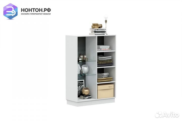 Витрина низкая Магнолия белый глянец