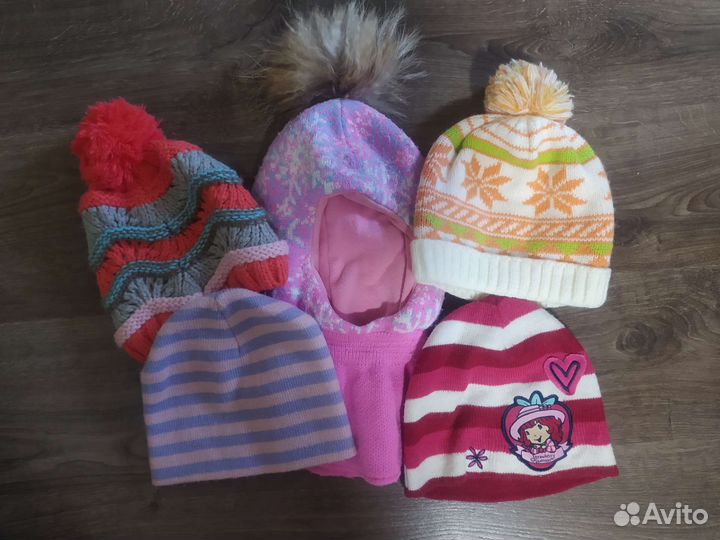 Шапки на девочек пакетом от 6 мес до 5 лет