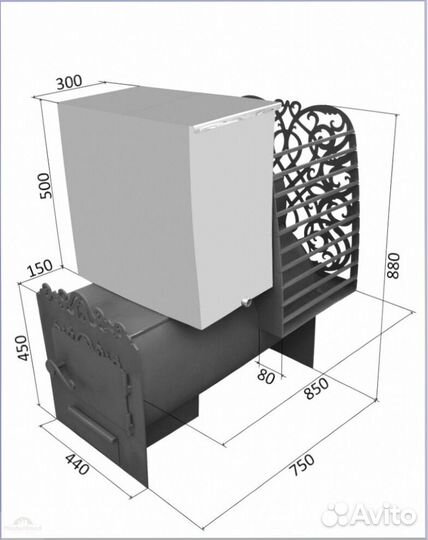 Печь Горизонтальная-426 банная толщина 8мм