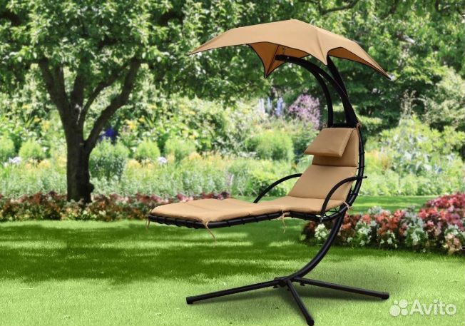 Подвесные одноместные садовые качели Luna, бежевый