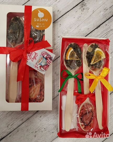 Чайные ложечки с чаем подарок новый год чай