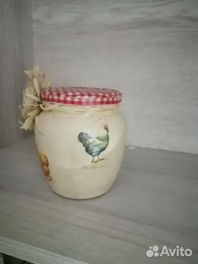 Баночка для украшения кухни. Супруги Ваня и Маня