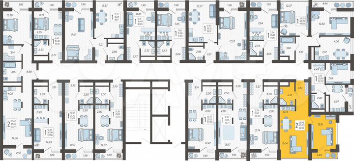 2-к. квартира, 43 м², 18/19 эт.