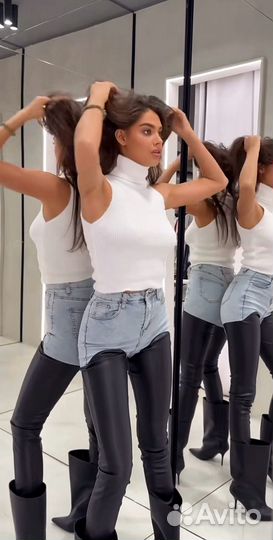 Топ пушистый Эйфория белый/чёрный