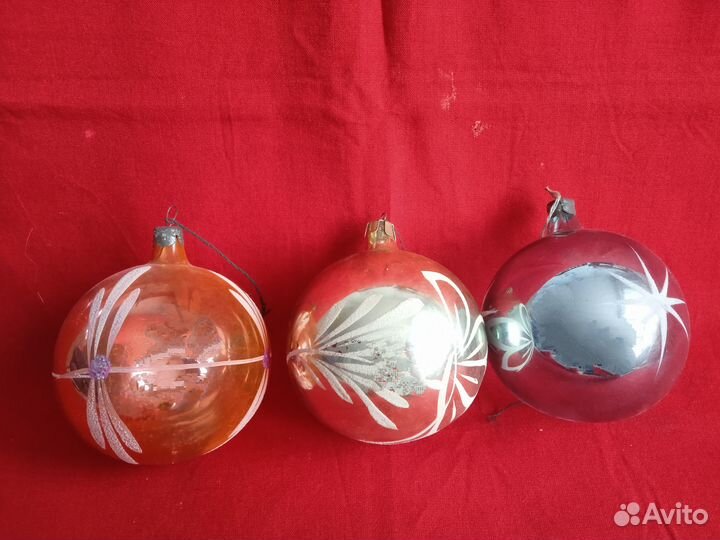 Елочные игрушки СССР. Шары роспись.Средний размер