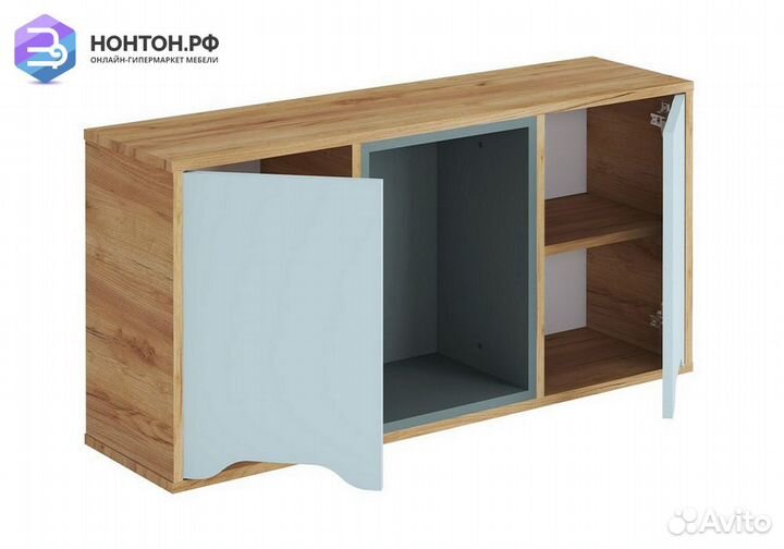 Полка навесная Rich дуб крафт золотой / мята / сум