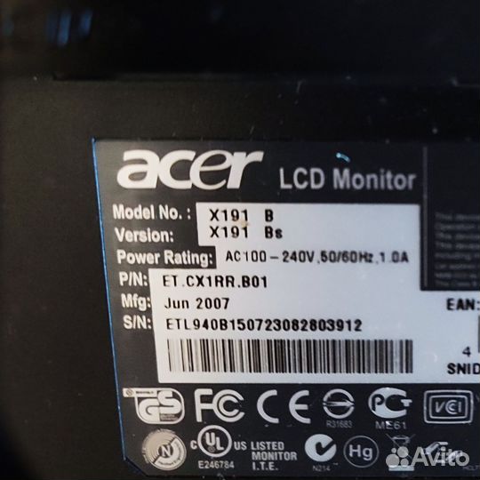 Монитор Acer x19bs