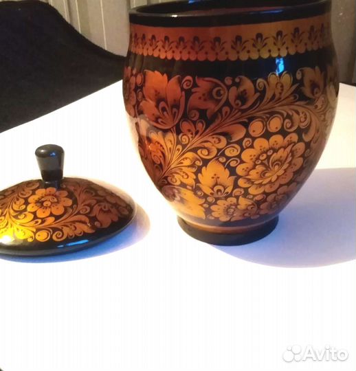 Ёмкости банки для круп,муки,сахара.Дерево,хохлома