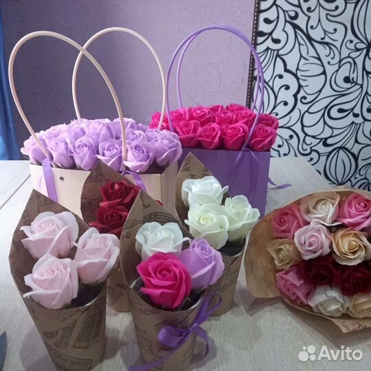 Букет роз из мыла