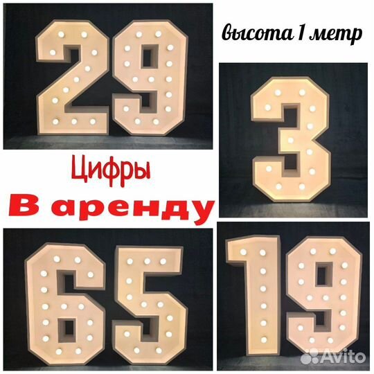 Цифры с лампочками в аренду на праздник