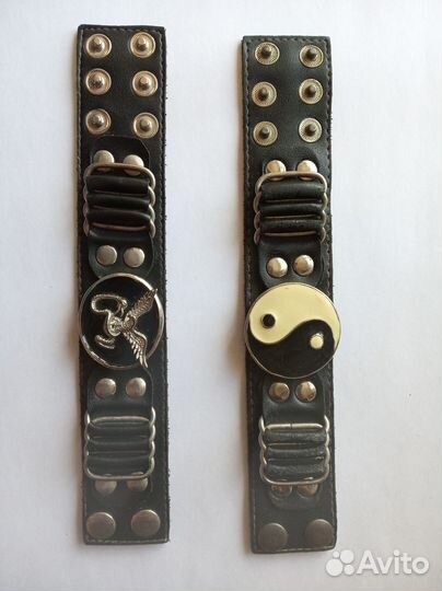 Кожаный браслет напульсник с инь-янь