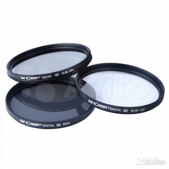Комплект фильтров K&F Concept (UV, CP-L,ND4) 62mm