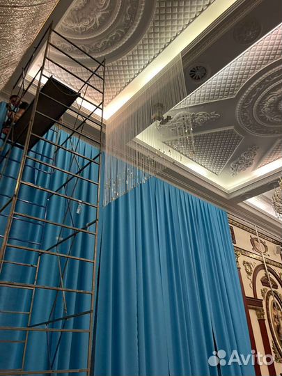 Габардин бирюзово-голубой