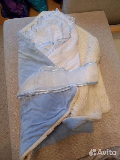 Конверт зимний на выписку голубой