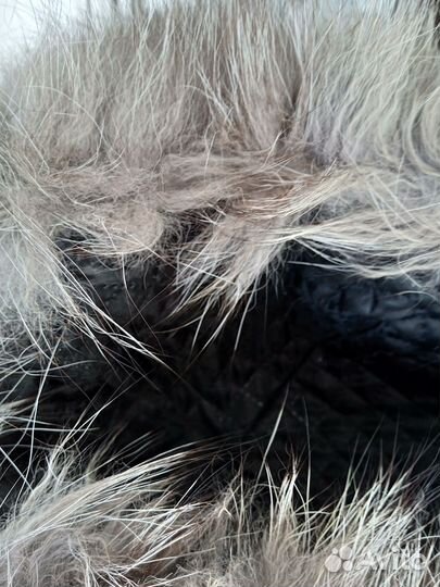 Женская ушанка, кожа/чернобурка, 58