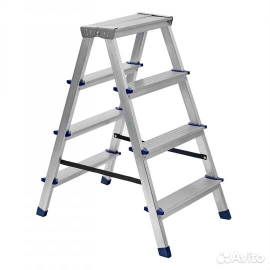 Стремянка двусторонняя 4 ступени алюминиевая
