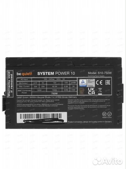 Блок питания be quiet system power 10 750W Bronze