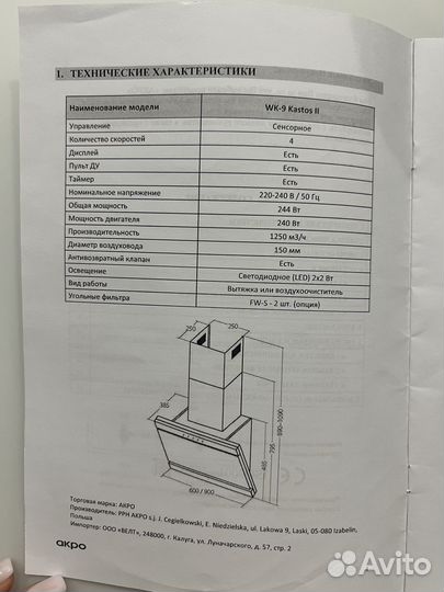 Кухонная вытяжка черная 90см