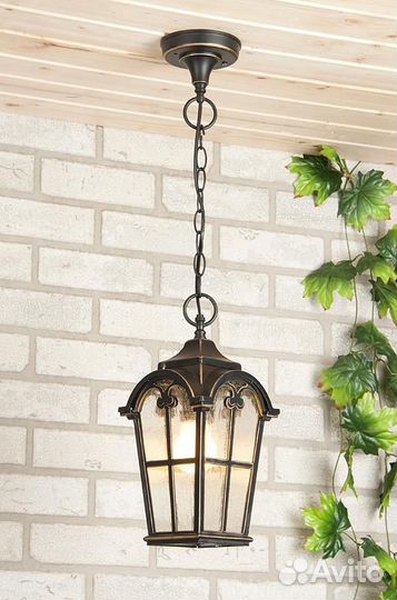 Светильник уличный подвесной Mira H черное золото