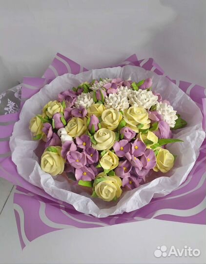 Съедобные букеты из зефира, безе. Зефирные цветы