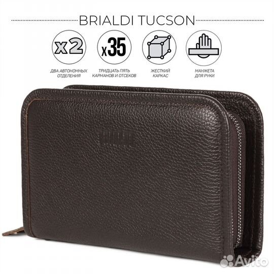 Мужской клатч brialdi Tucson relief brown