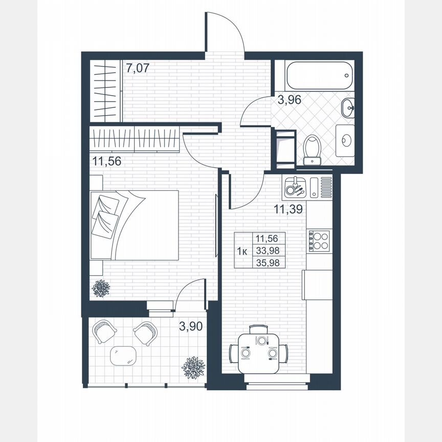 1-к. квартира, 33,9 м², 9/9 эт.