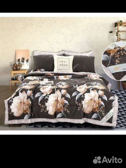Белье постельное Евро с одеялом хлопок 4 наволочки