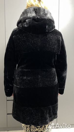 Шуба из искусственного меха с капюшоном