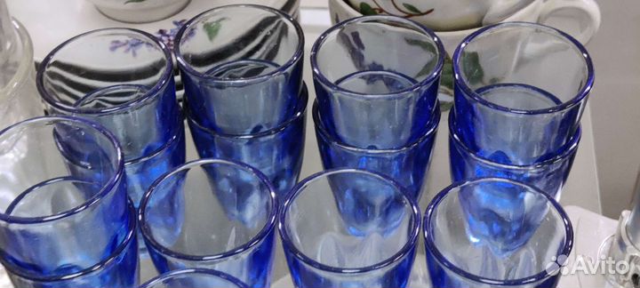 Стопки. Синее стекло. Клеймо. СССР