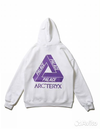 Белое теплое худи Arcteryx X palace оверсайз