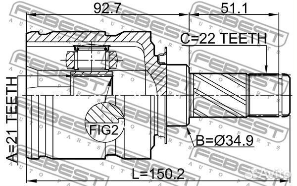 Febest 1811-Z12 ШРУС ШРУС opel corsa 06- внут