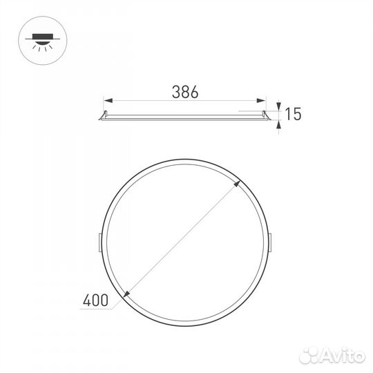 Встраиваемый светодиодный светильник Arlight DL-Edge-R400-34W Warm3000 036073