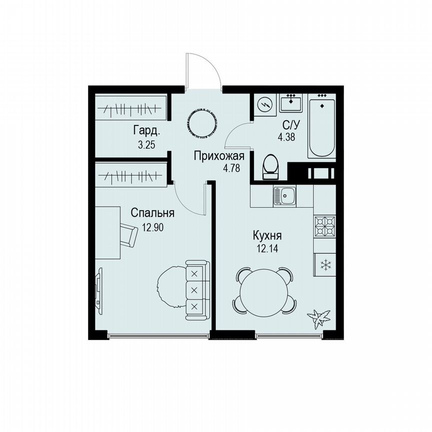 1-к. квартира, 37,5 м², 6/6 эт.
