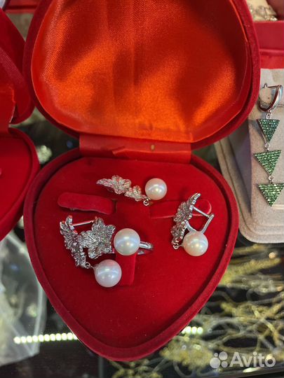 Серьги серебро с жемчугом