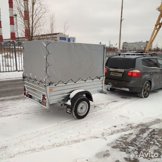 Прицеп с серым тентом. Размер 1.8х1.23