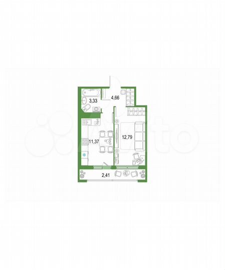 1-к. квартира, 34,6 м², 21/22 эт.