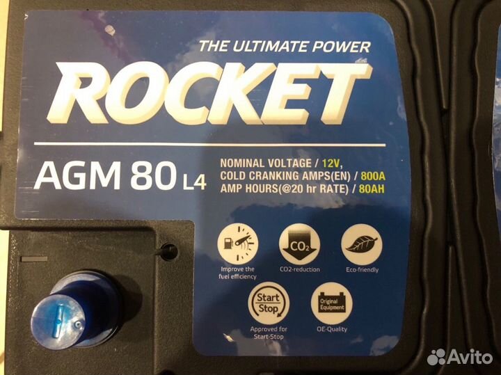 Аккумулятор Rocket AGM 80 ah Start/Stop