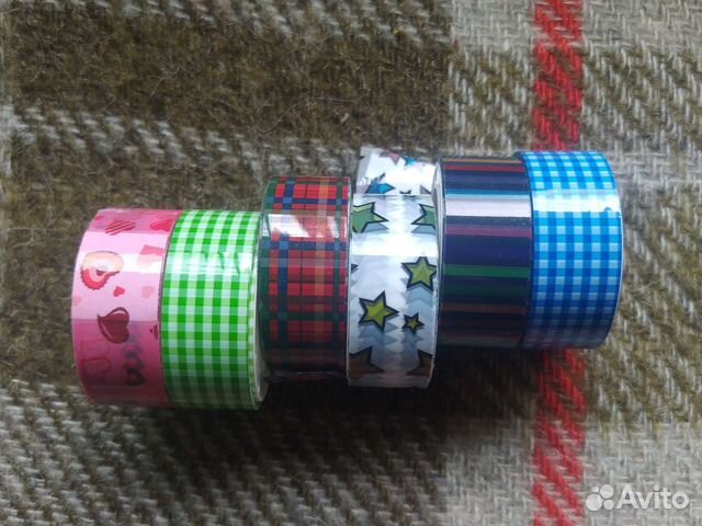 Цветной декоративный скотч узкий (1,5 см ширина)