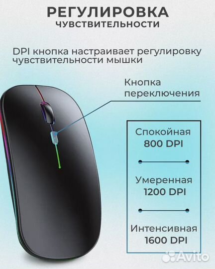 Беспроводная мышь/подстветка/бесшумно