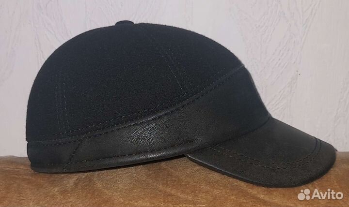 Мужская кожаная кепка,ог57,в идеале