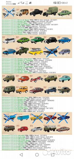 Коллекционные Модели автомобилей 1/43 СССР