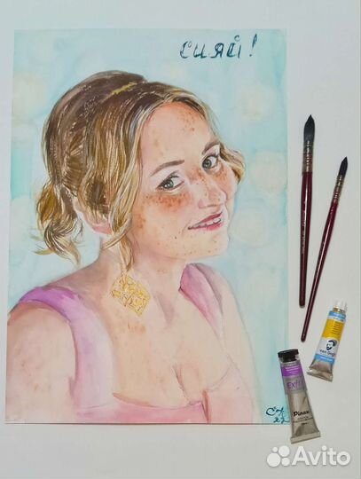 Портрет по фото акварелью на заказ