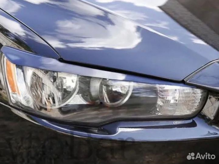 Реснички на фары митсубиси лансер 10 чёрные