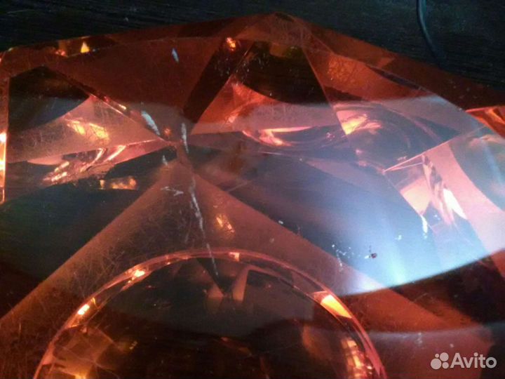 Пепельница винтаж линза красное стекло