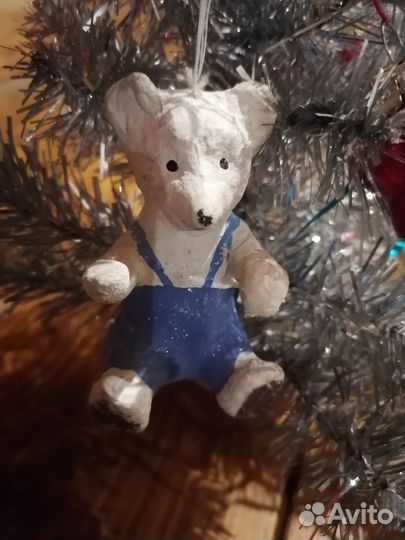 Елочная ватная (папье-маше) игрушка СССР. мишка