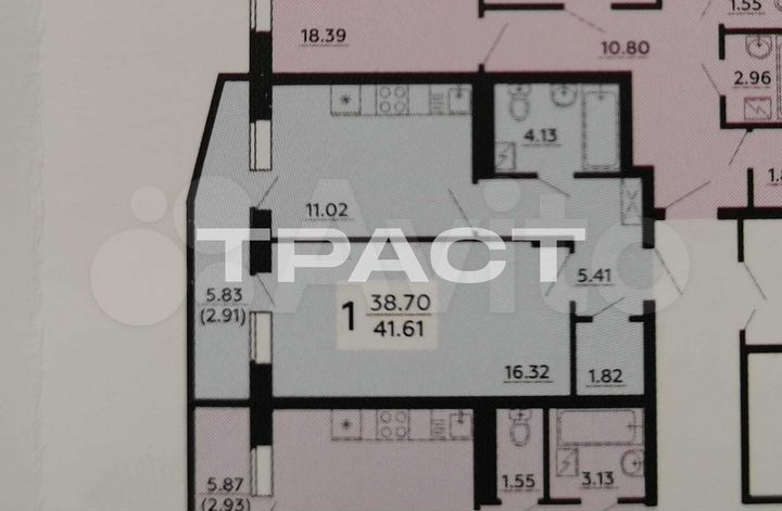 1-к. квартира, 41,6 м², 2/18 эт.
