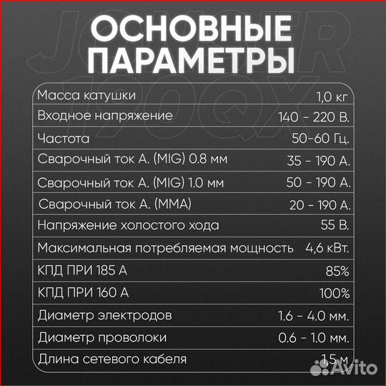 Полуавтомат Сварочный jonser 190 QX
