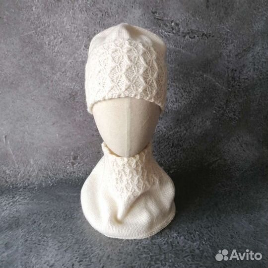 Шапка вязаная для девочки и снуд 50-52